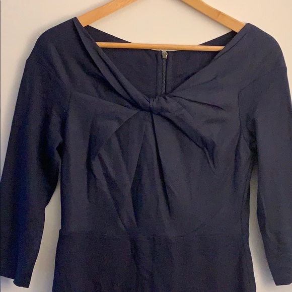 Bailey44 Anthropologie V-Neck Knotted Navy Dress - Picture 5 of 7